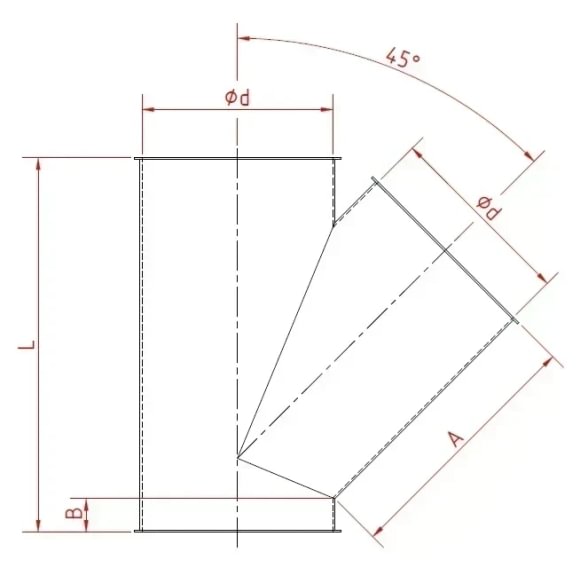 Trišakis asimetrinis d120/120/120/1,5mm, 45°, nerūdijančio plieno