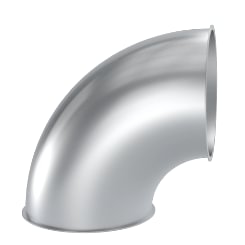 Alkūnė d100mm/2mm/90°, R=1D, nerūdijančio plieno