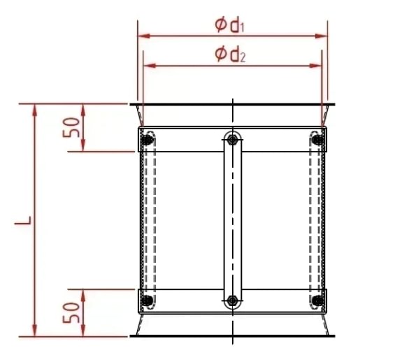 Vamzdis su stiklu d120/1mm, 200mm ilgio, nerūdijančio plieno