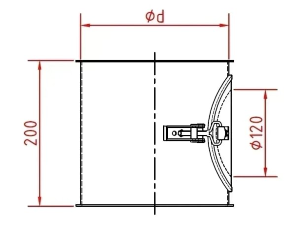 Vamzdis revizijai d140mm/1,5mm, dažytas su fiksatoriumi