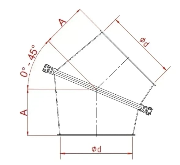 Alkūnė reguliuojama d120mm/1,5mm/0-45°, dažyta