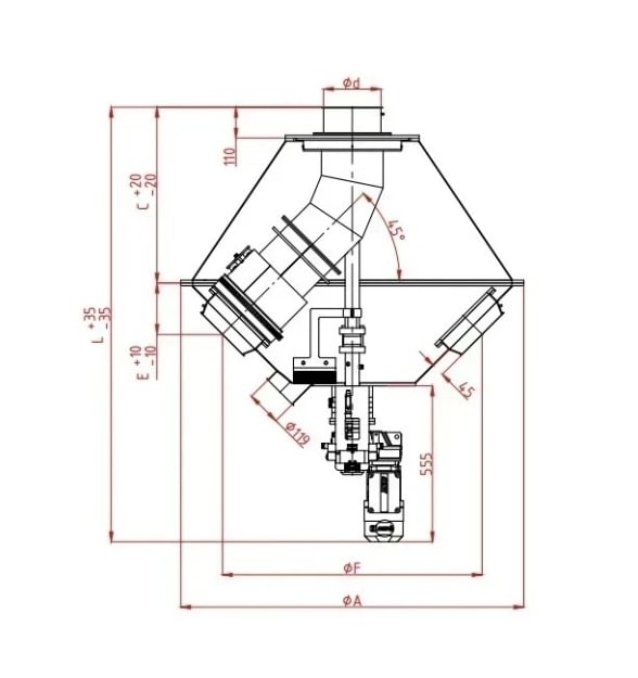 Skirstytuvas rotorinis elektrinis d100, 45°, 6 krypčių, dažytas